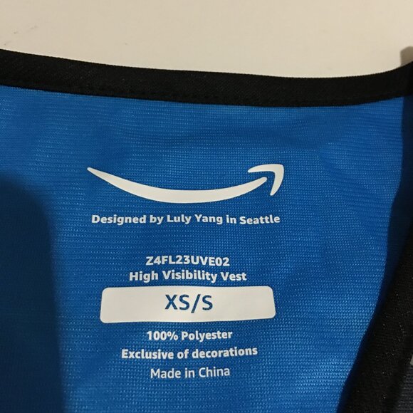 Amazon Blue Employee Uniform Vest Unisex Sleeveless Zip Up Size XS/S - Picture 2 of 6